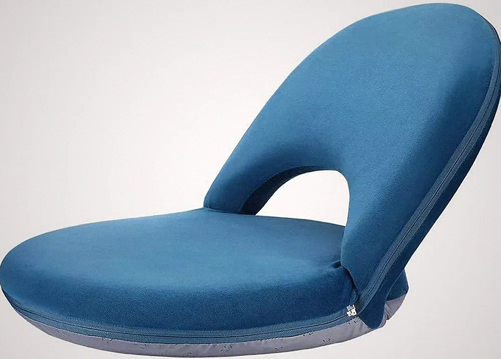 Adjustable Floor Chair with Back Support - Foldable Gaming & Reading Seat, Navy