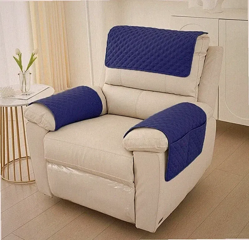 Chair Arm Covers with Pockets-Headrest 3/4/5Pcs Recliner Slipcovers Sofa Cover