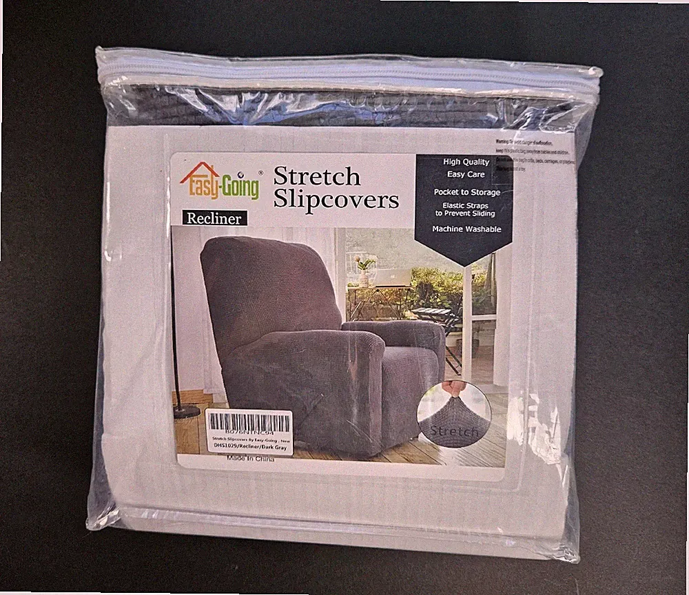 Easy-Going Stretch Slipcover Recliner Cover Dark Gray 4 pieces Machine Washable
