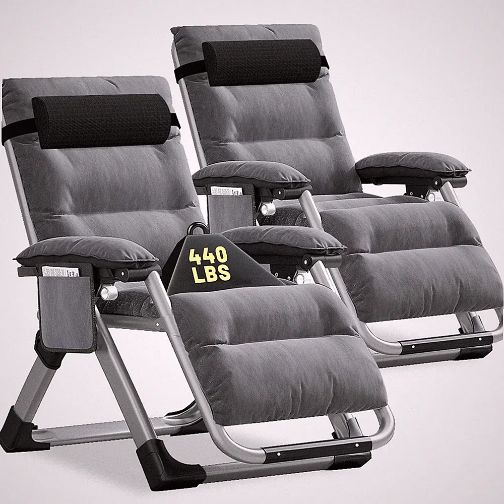 NAIZEA Zero Gravity Chair Set of 2 Or 1 Armrest Mat Reclining Lounge Patio Chair
