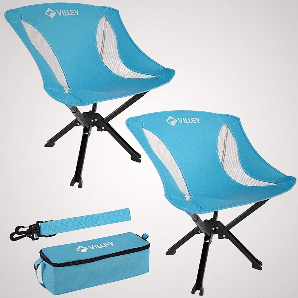 VILLEY 2-Pack Portable Folding Camping Chair No Assembly Quick Setup 330LBS Load