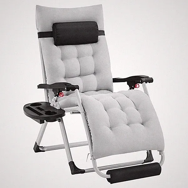 Zero Gravity Recliner Outdoor Folding Lounge Chair w/ Padded Mattress Cupholder